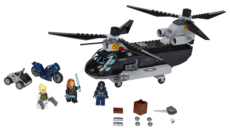 LEGO Marvel 76162 Black Widow’s Helicopter Chase available now